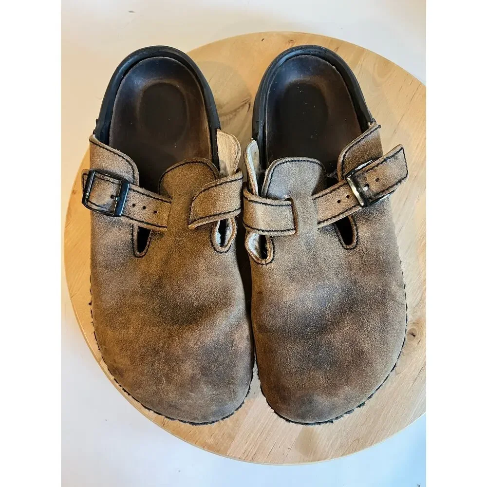 Brown Men's Size 10 Birkenstock Germany Made Genuine Leather Mule Shoe